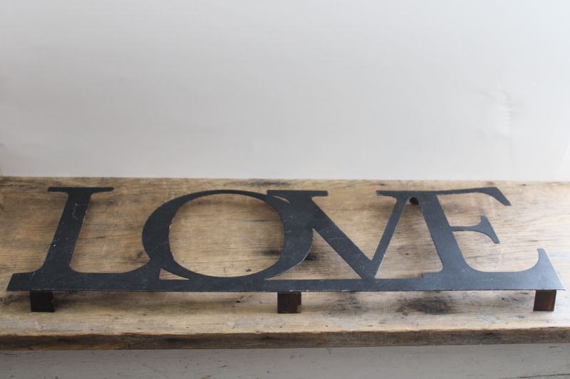 LOVE, large metal wall art sign, rustic vintage farmhouse style decor