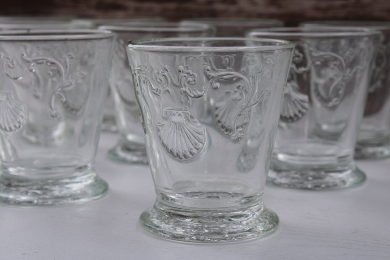 La Rochere France glassware, set of twelve old fashioned tumblers Versailles shell pattern