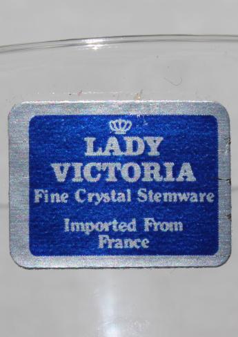 Lady Victoria label crystal wine glasses, Cris d'Arques France Chantelle pattern glass