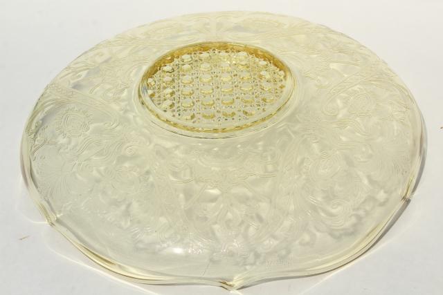 Lancaster Landrum pattern 1930s vintage amber yellow depression glass, large round bowl