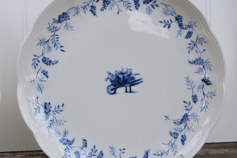 Lenox Les Saisons vintage French country blue white china toile print dinner plates Spring