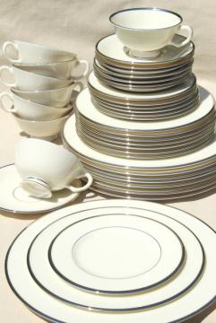 Lenox Montclair silver platinum trim ivory china, vintage dinnerware set for 8