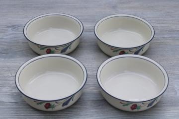 Lenox Poppies on Blue pattern fruit bowls, set of four small bowls 1980s 1990s vintage
