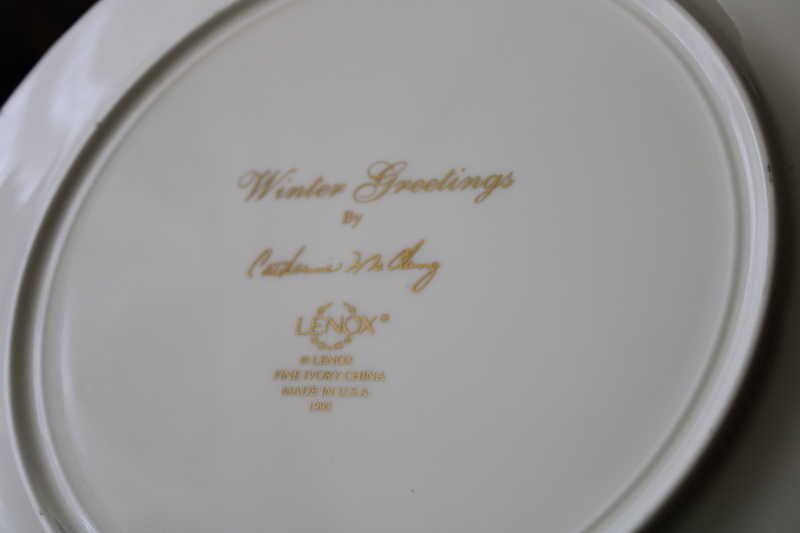 Lenox USA Winter Greetings cardinal pattern china dinner plates set of 6