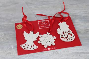 Lenox china Christmas ornaments, Charm bundle set angel, snowflake, snowman Macys exclusive