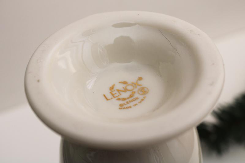 Lenox china holly pattern gold trim pierced border vase, Christmas holiday