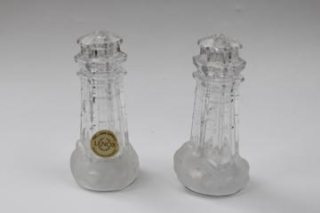 Lenox crystal lighthouse salt and pepper shakers, S&P set w/ original label
