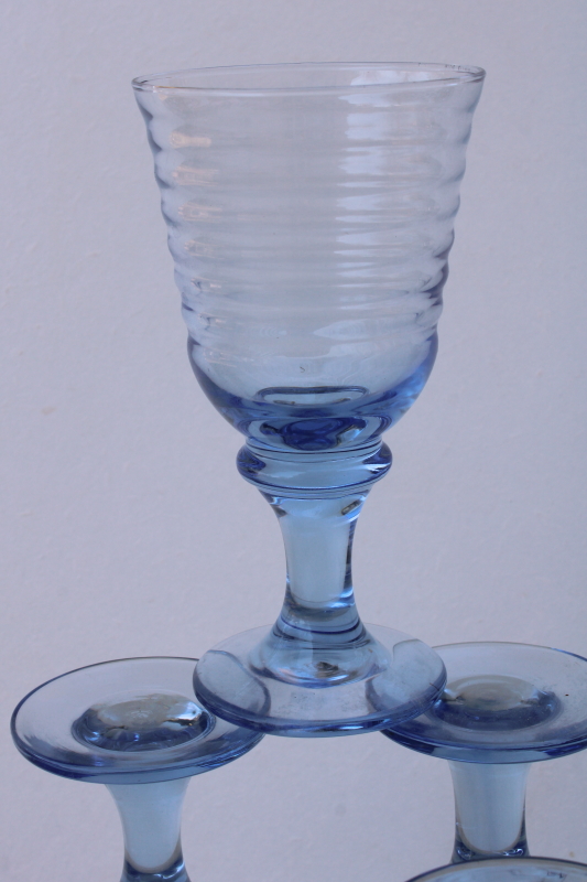 Libbey Sirrus modern big wine glasses or water goblets, pale ice blue glass