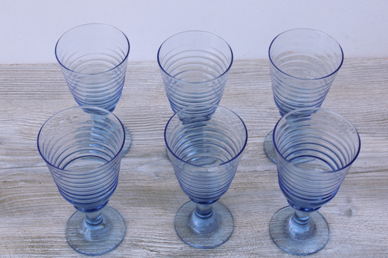Libbey Sirrus modern big wine glasses or water goblets, pale ice blue glass