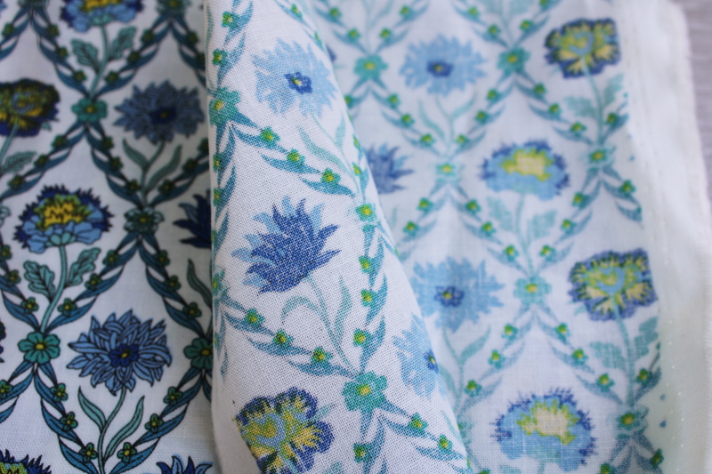Liberty of London cotton fabric Summer House Kew Trellis floral print blue  green