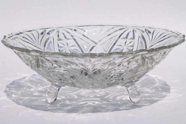 Libochovice Czech art glass console bowl & pair candlesticks, vintage 1930s