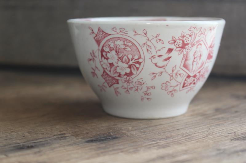Little Mae girl w/ dog 1800s antique transferware china baby bowl, child size dish