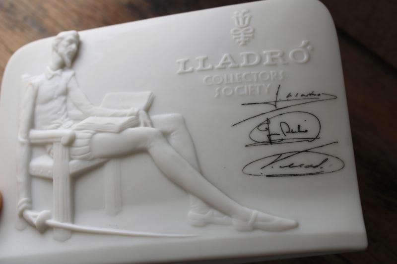 Lladro Collectors Society vintage china sign for display, white porcelain plaque