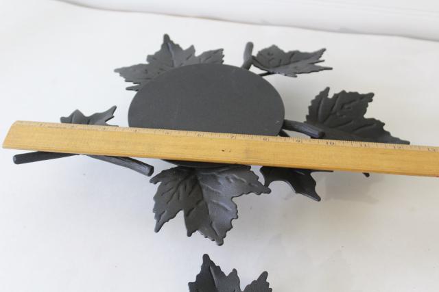Longaberger black iron trivets, metal candle stands or basket holders, maple leaf autumn leaves