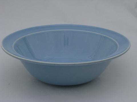 Lu-Ray Pastels pottery, blue oval bowl and platters, vintage TS and T