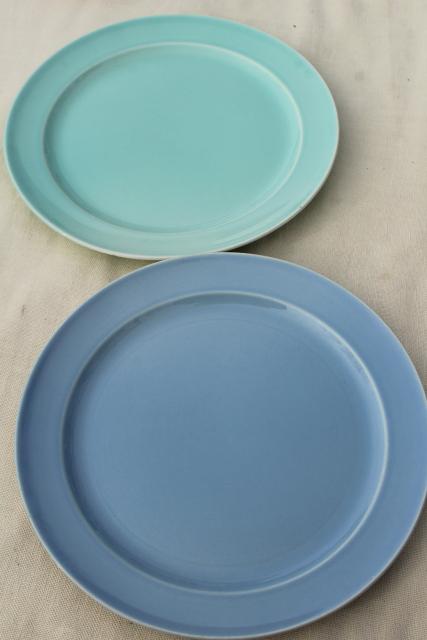 Luray pastels vintage Taylor Smith TST pottery dinner luncheon plates blue pink green