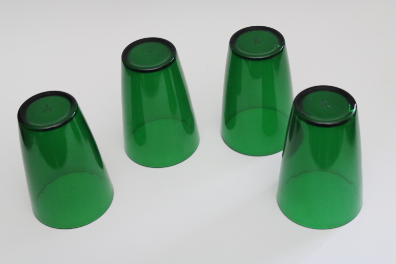 MCM vintage Anchor Hocking forest green glass tumblers, retro drinking glasses