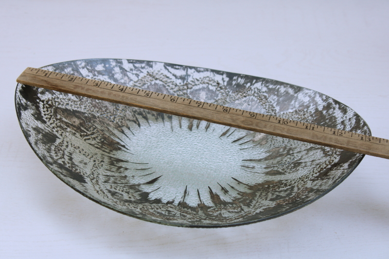 MCM vintage Dorothy Thorpe atomic splash silver art glass bowl, large mod centerpiece