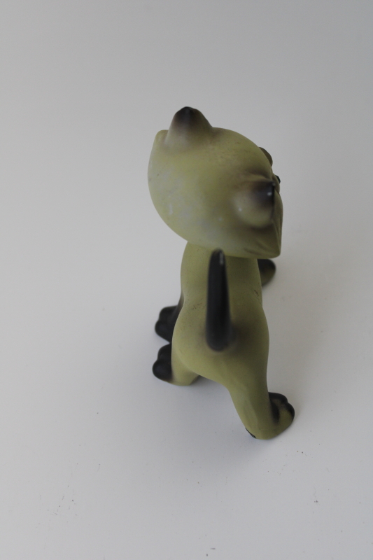 MCM vintage Japan nodder bobble head figurine, Siamese cat green rhinestone eyes