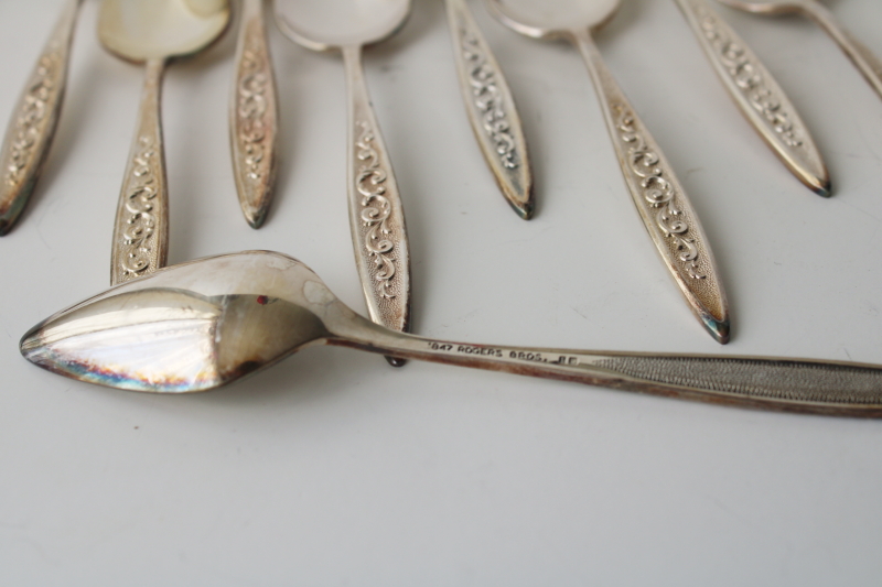 MCM vintage Rogers silver plate flatware tea spoons Esperanto, unused flatware set