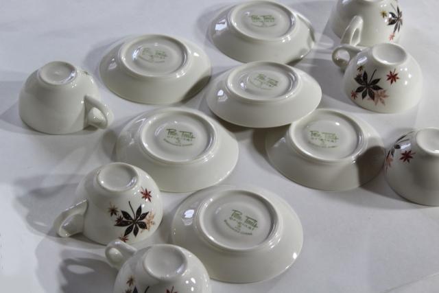 MCM vintage Shenango china, heavy ironstone restaurant ware cups & saucers Peter Terris design