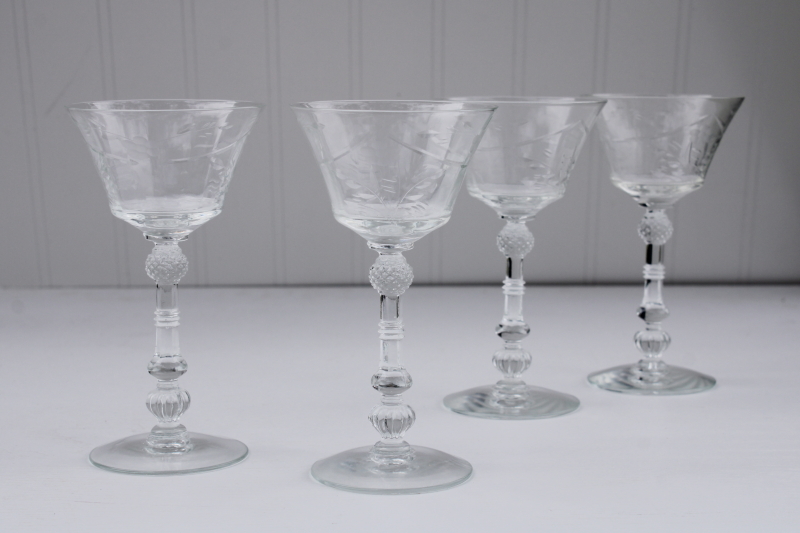 MCM vintage crystal stemware, elegant glass martini cocktail glasses