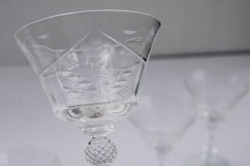 MCM vintage crystal stemware, elegant glass martini cocktail glasses