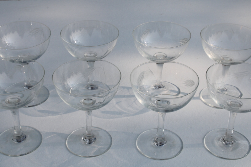 Vintage Gray Cut Champagne Coupes Set of 8 Vintage Coupes Antique Coupes Champagne  Glasses Vintage Flutes, Mid Century Coupes, MCM 