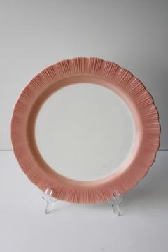 MacBeth Evans Cremax ivory glass cake plate pie crust edge pink ruffle border