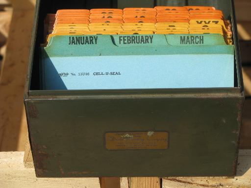 Machine age industrial file box or card catalog w/old olive drab paint