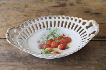 Made in Germany mark reticulated china, large fruit bowl, antique early 1900s vintage
