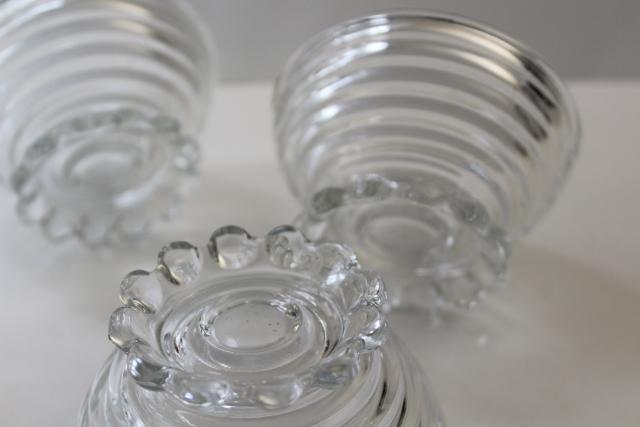 Manhattan crystal clear glass sherbet bowls or dessert dishes, art deco vintage Anchor Hocking