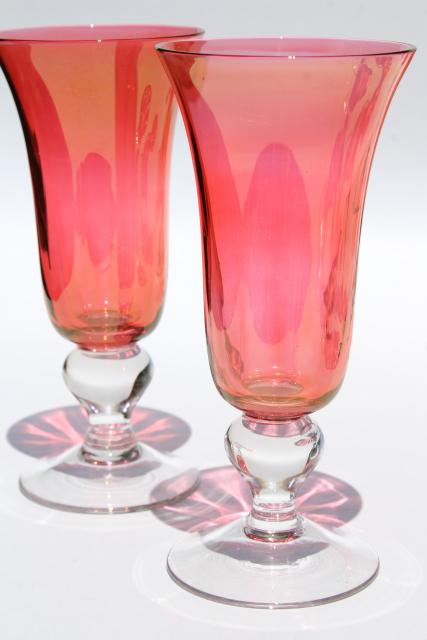 Mariposa Bijoux glass goblets made in Poland, ruby stain glasses champagne flutes
