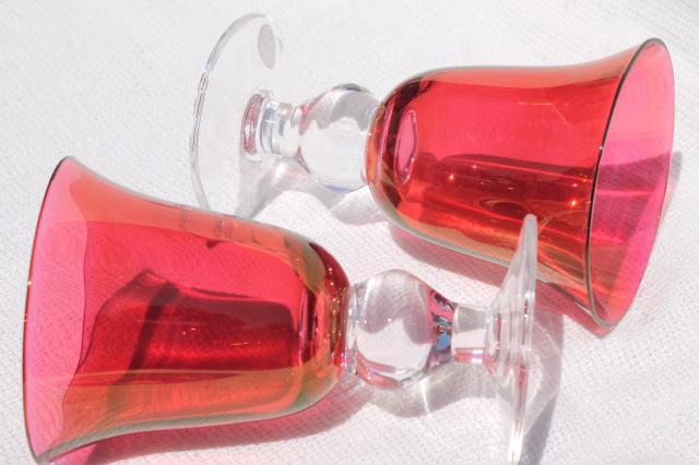 Mariposa Bijoux glass goblets made in Poland, ruby stain wine glasses
