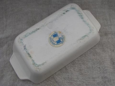 Marshall pottery spongeware bread loaf pan, Lovin from the Oven