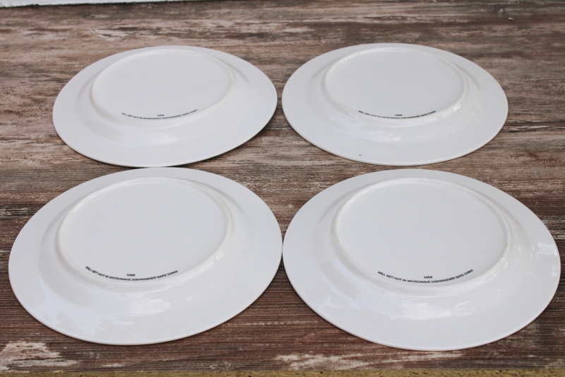Martha Stewart MSE Acorn oak leaf embossed china, neutral fall dinnerware salad plates set, white ironstone style
