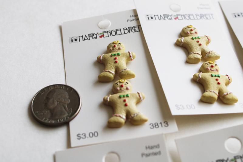 Mary Engelbreit Christmas craft sewing buttons lot new old stock, gingerbread man cookies