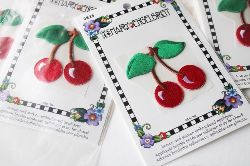 Mary Engelbreit cherries cherry bunch embroidered appliques sticker back  patches