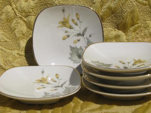 Maybelle yellow floral Krautheim china butter pat plates, perfect set