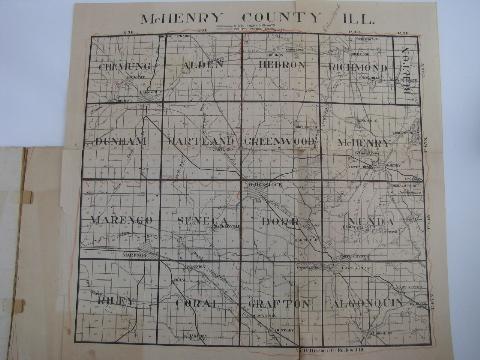 McHenry County Illinois antique vintage plat map book, no date