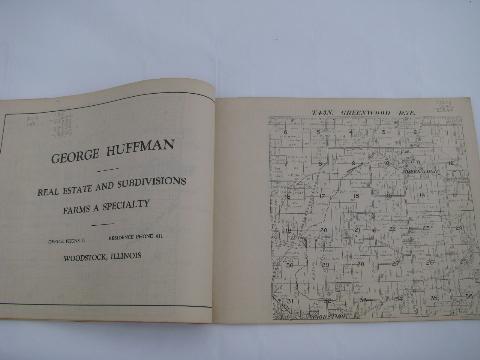 McHenry County Illinois antique vintage plat map book, no date