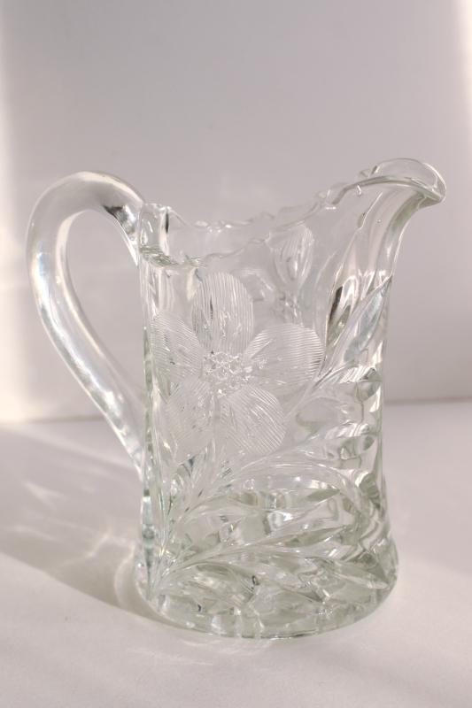 McKee rock crystal clear depression glass creamer, small pitcher or