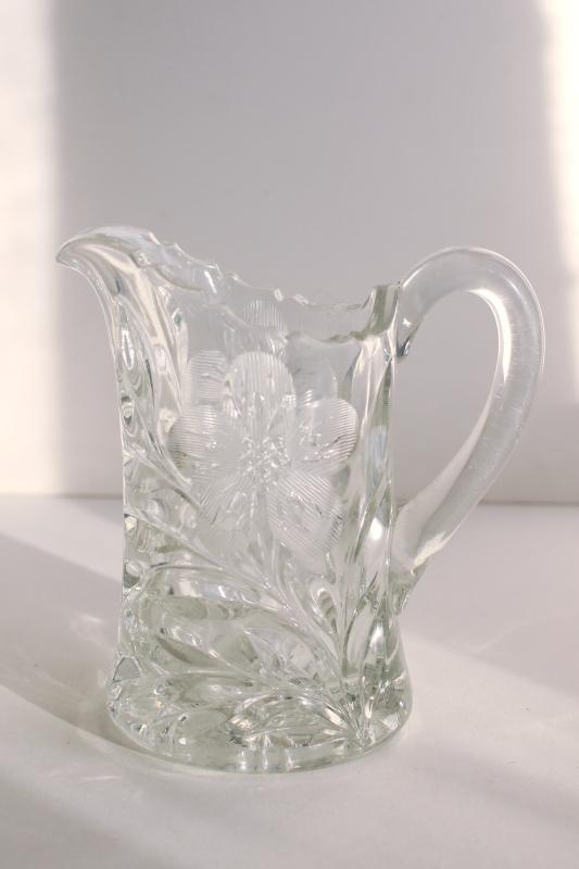 McKee rock crystal clear depression glass creamer, small pitcher or