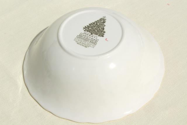 Merry Christmas Johnson Bros transferware china round vegetable serving bowl