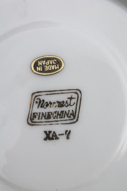 Merry Christmas motto china tea cup & saucer set, vintage Norcrest label Japan