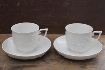 Met reproduction antique Meissen blanc de chine cherry blossom cups  saucers Limoges
