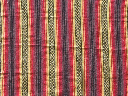 Mexican serape stripes, vintage Indian blanket rug, souvenir of Mexico