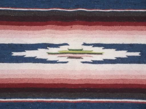 Mexican serape stripes, vintage  Indian blanket runner / rug, souvenir of Mexico