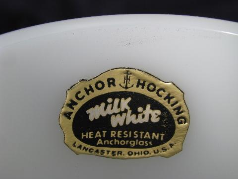 Milk White labels, 12 vintage Anchor Hocking Fire-King glass coffee cups mugs