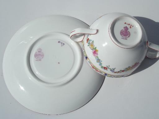 Minton Rose antique handpainted Minton's china cream soups or bouillon cups